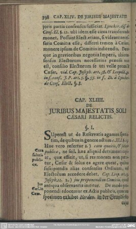 Cap. XLIII. De Iuribus Maiestatis Soli Caesari Relictis