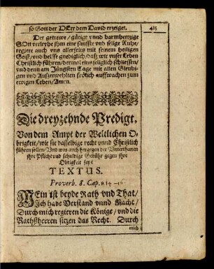 Die dreyzehnde Predigt.