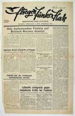 Kriegszeitung eines Luftflottenkommandos "Flieger Funker Flak" u.a. zum Krieg im Pazifik