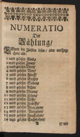 Numeratio Die Zählung