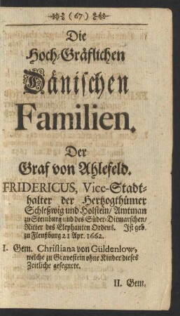 Die Hoch-Gräflichen Dänischen Familien.