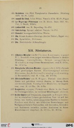 XII. Miniaturen (Nr. 494-498)