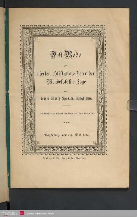 Fest-Rede zur vierten Stiftungs-Feier der Mendelssohn-Loge
