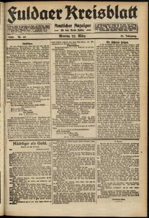 Ausgabe vom Montag, den 22. März 1920.