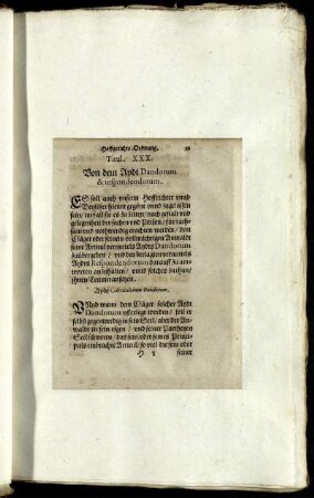 Titul. XXX. Von dem Aydt Dandorum & respondendorum