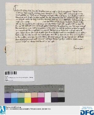 Hanns Fewrer übermittelt dem Rat der Stadt Nürnberg eine Kopie des Kaufbriefes von 12. Januar 1435 und erbietet sich zu einer Verhörung vor dem Rat der Stadt München oder Landshut ("Landzhwt").
