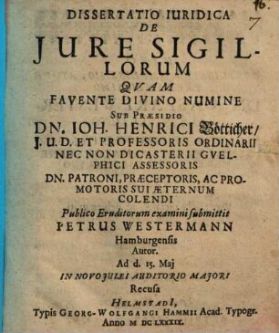Diss. iur. de iure sigillorum