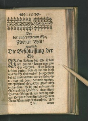 Zweyter Theil/ betreffend Die Beschliessung der Ehe.