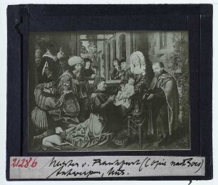 Der Meister von Frankfurt, Die Anbetung der Heiligen drei Könige (Antwerpen, KMSK 169) : Mitteltafel