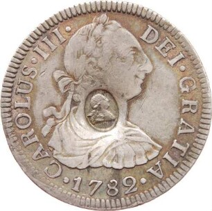 2 Reales (Peseta), Gegenstempel Georg III. von England