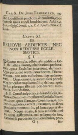 Caput XI. De Reliquis Aedificiis, Nec Non Reditibus Ecclesiasticis