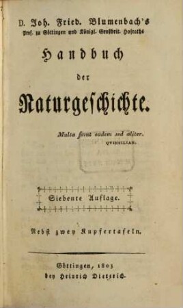 Handbuch der Naturgeschichte