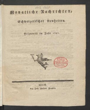 1790: Monatliche Nachrichten Schweizerischer Neuheiten