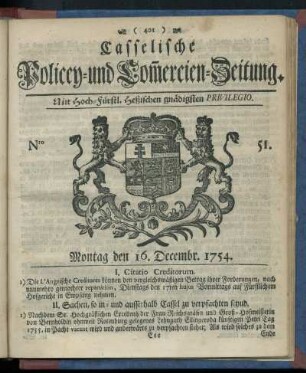 Nro. 51, Montag den 16. Decembr. 1754