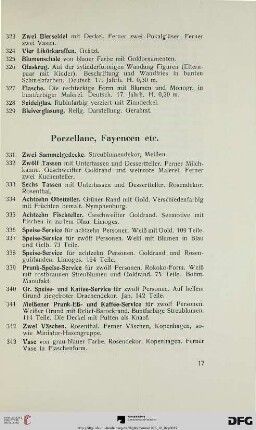 Porzellane, Fayencen etc. (Nr. 331-497)