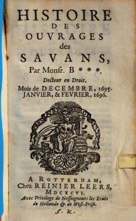 Histoire des ouvrages des savans, 1696