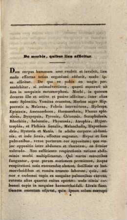 De morbis, quibus lien afficitur : Dissertatio inauguralis