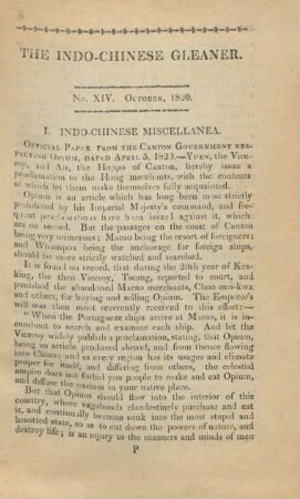 No. XIV. October, 1820