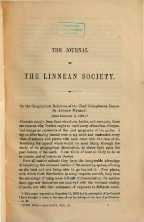 The journal of the Linnean Society of London. Zoology. 11. 1873