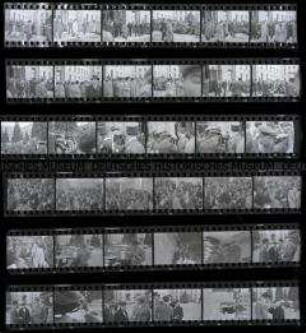 Schwarz-Weiß-Negative mit Aufnahmen der Indochinakonferenz zum Indochina- und Koreakrieg 1954 in Genf (Ankunft der Delegierten)