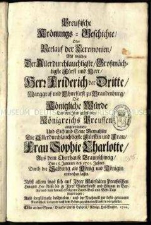Abhandlung über die Preußische Königskrönung 1701