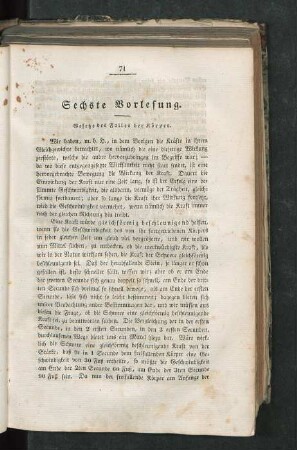 Sechste Vorlesung