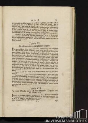 Tabula VII. Bericht von einigen aufgestellten Treppen.