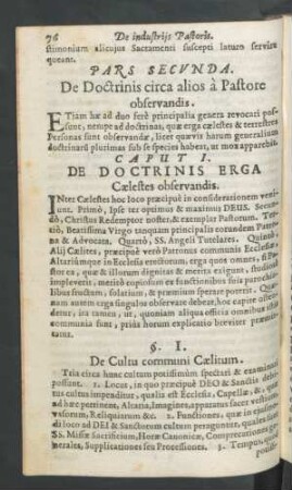 Pars Secunda. De Doctrinis circa alios a Pastore observandis.