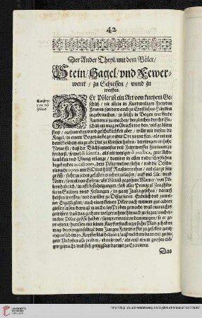 Der ander Theyl: Stein / Hagel / und Fewerwerck / zu Schiessen / und zu werffen