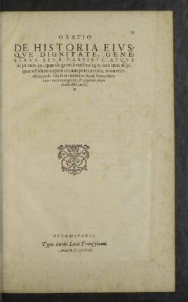 Oratio De Historia Eiusque Dignitate, Generibus sive Partibus