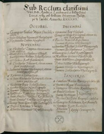 Winterhalbjahr 1585/1586. Rektorat Andreas Laubmaier
