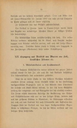 XII. Erzeugung und Vertrieb von Waaren aus Holz, künstlichen Blumen etc.