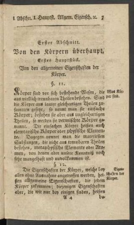 Erster Abschnitt. Von den Körpern überhaupt