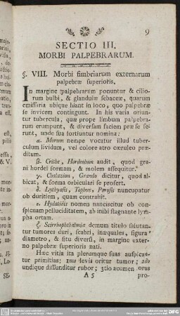 Sectio III. Morbi Palpebrarum