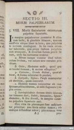 Sectio III. Morbi Palpebrarum