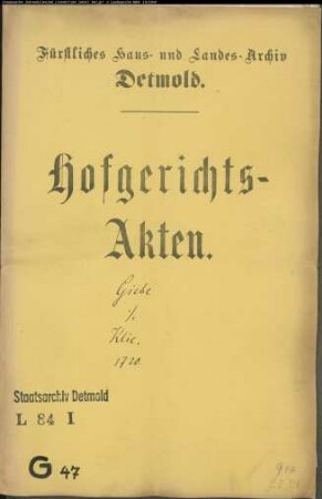 Giebe, Johann Bernd, Küster zu St. Johann vor Lemgo gegen Klie zu Fromhausen - Versetzte Länderei