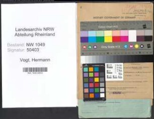 Entnazifizierung Hermann Vogt , geb. 12.05.1901 (Inspektor)