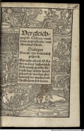 Vergleichung D[okto]r Luthers unnd seines Gegentheyls vom Abentmal Christi