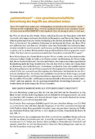 „systemrelevant“ – eine sprachwissenschaftliche Betrachtung des Begriffs aus aktuellem Anlass