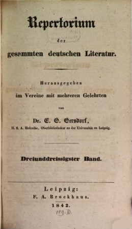 Repertorium der gesammten deutschen Literatur, 33. 1842