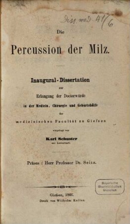 Die Percussion der Milz : Inaug. Diss.