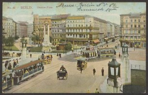 Ansichtskarte Oranienbrücke und „Deutsche Compagnie“ am Oranienplatz, koloriert