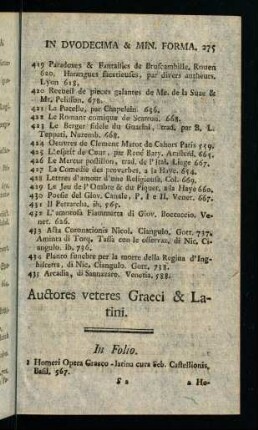 275-289, Auctores veteres Graeci & Latini
