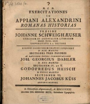Exercitationes In Appiani Alexandrini Romanas Historias