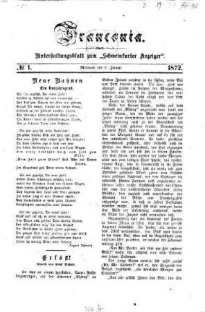 Franconia : Unterhaltungsblatt zum "Schweinfurter Anzeiger". 1872