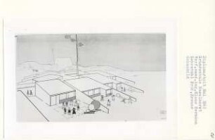 Grundschule Haselhorst, Berlin-Spandau (Diplomarbeit bei Willy Kreuer): Perspektivische Ansicht (Vogelschau)