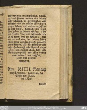 Am XIIII. Sontag nach Trinitatis/ Lection aus der Epistel zun Galat. am 5. Cap.