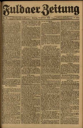 Ausgabe vom Montag, den 16. Februar 1920.