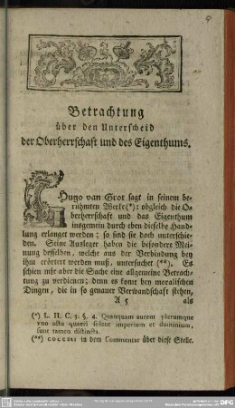Betrachtung über den Unterscheid der Oberherrschaft und des Eigenthums
