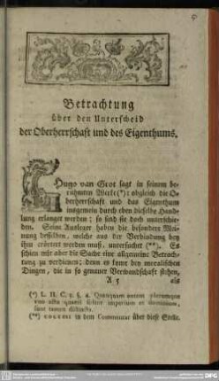 Betrachtung über den Unterscheid der Oberherrschaft und des Eigenthums